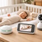 Bébiőr és légzésfigyelő: kisbaba a kiságyban