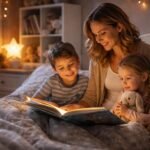 Szülő gyermekével nyugodt esti rutint követ, amely segíti a békés elalvást