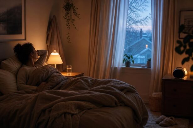 Sötét téli reggelen nehezen ébredő személy fokozatosan készül a napkezdésre